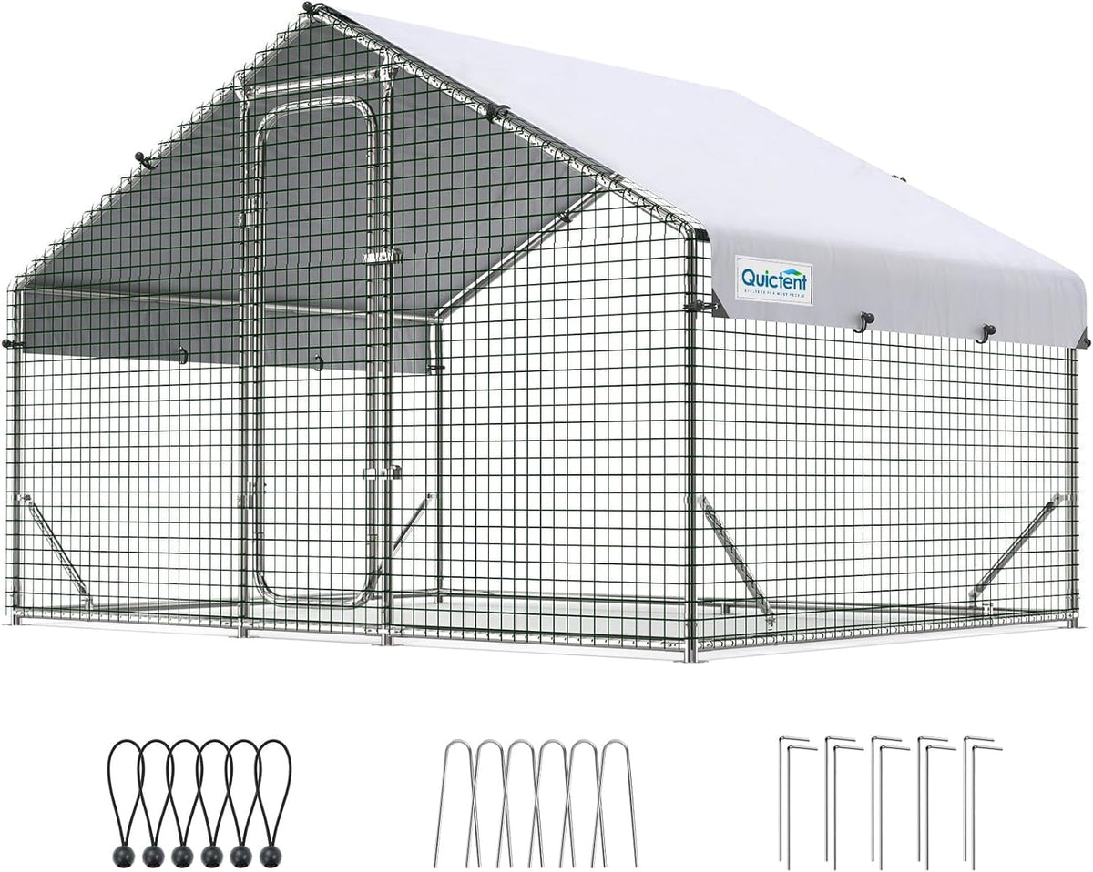 Quictent 6.6x9x6.6FT Large Metal Chicken Coop Run for 10+ Poultry
