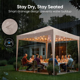 Quictent 10x10FT Pop Up Canopy Tent Without Sidewall | Instant Setup Gazebo for 1 Person, Beige