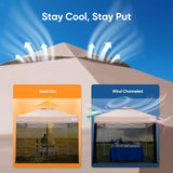 Quictent 10x10 Pop Up Screened Canopy Tent with Netting | Instant Setup for 1 Person, Beige