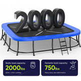 Zupapa Square Rectangle Trampoline 2000LBS Capacity No-Gap Design 14X14FT Outdoor Trampoline with Safety Net, Non-Slip Ladder Perfect for Backyard Fun