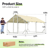 Quictent 12x9x6.6ft Large Metal Chicken Coop Run With Side Hardware Cloth