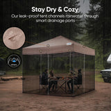 Quictent 10x10 Pop Up Screened Canopy Tent with Netting | Instant Setup for 1 Person, Beige