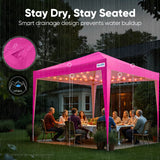 Quictent 10x10 Pop Up Canopy Tent with 3 Sidewalls | Instant Setup Gazebo for 1 Person, Pink