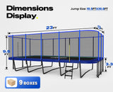 Zupapa 2500LBS Weight Capacity Rectangle Trampoline 13x23FT Outdoor Square Gymnastics Trampolines with 10-Year Quality Assurance for Kids Adults