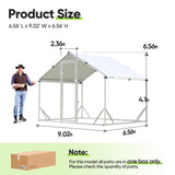 Quictent Large Metal Chicken Coop Run for 10+ Poultry with Side Hardware Cloth, 6x9FT