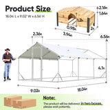 Quictent Large Metal Chicken Coop Run for 30+ Poultry w/Beige Nest Box,9X18 FT