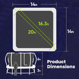 Zupapa Square Rectangle Trampoline 2000LBS Capacity No-Gap Design 14X14FT Outdoor Trampoline with Safety Net, Non-Slip Ladder Perfect for Backyard Fun