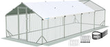 Quictent Advanced Series 24x9x6.6ft Metal Chicken Coop Run with Side Hardware Cloth, Walk-in Outdoor Poultry Cage Heavy Duty Predator Proof Hen Duck Rabbit Farm House, Waterproof Anti-UV Cover