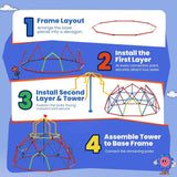 Zupapa 10FT Kids Climbing Dome Tower, Outdoor Jungle Gym Safe 1200LBS Capacity Outdoor Playset for Kids, Easy Assembly Backyard Fun, Active Outdoor Fun, Lightweight & Easy Assembly