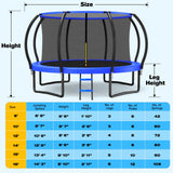 ORCC 1200LBS Weight Capacity Trampoline 16 15 14 12 10 8FT Without Basketball Hoop Water Sprinkler Spiral Ground Stakes Outdoor Yard Trampolines for Kids Adults