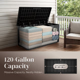 Quictent 120 Gallon Heavy Duty Resin Deck Box, Weatherproof Waterproof Outdoor Storage Bench