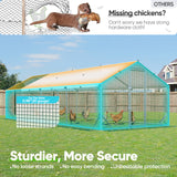 Quictent Advanced Series 24x9x6.6ft Metal Chicken Coop Run with Side Hardware Cloth, Walk-in Outdoor Poultry Cage Heavy Duty Predator Proof Hen Duck Rabbit Farm House, Waterproof Anti-UV Cover