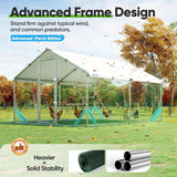 Quictent 12x9x6.6ft Large Metal Chicken Coop Run With Perch & Swing
