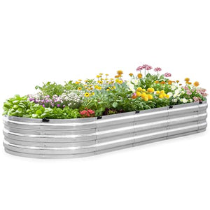 KING BIRD Raised Garden Bed Galvanized Planter Garden Box Outdoor for Gardening, Vegetables, Flowers, 75% Fewer Screws, Faster Assembly, 94x36x12 in, Silver