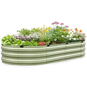 KING BIRD Raised Garden Bed Galvanized Planter Garden Box Outdoor for Gardening, Vegetables, Flowers, 75% Fewer Screws, Faster Assembly, 74x36x12 in, Olive Green