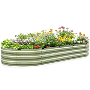 KING BIRD Raised Garden Bed Galvanized Planter Garden Box Outdoor for Gardening, Vegetables, Flowers, 75% Fewer Screws, Faster Assembly, 94x36x12 in, Olive Green