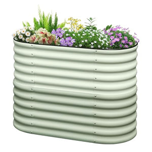 KING BIRD Raised Garden Bed 2.85 ft Tall 6 in 1 Galvanized Planter Garden Box Outdoor for Gardening, Deep Root Vegetables, Flowers 47.2X23.6X34.2 in, Light Green