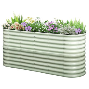 KING BIRD Raised Garden Bed 2.85 ft Tall 9 in 1 Galvanized Planter Garden Box Outdoor for Gardening, Deep Root Vegetables, Flowers 78.7X23.6X34.2 in, Light Green