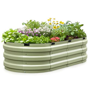 KING BIRD Raised Garden Bed Galvanized Planter Garden Box Outdoor for Gardening, Vegetables, Flowers, 75% Fewer Screws, Faster Assembly, 47x24x12 in, Olive Green