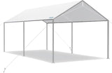 Quictent 10x15 ft Heavy Duty Car Canopy Galvanized Frame Carport Outdoor Shelter, white