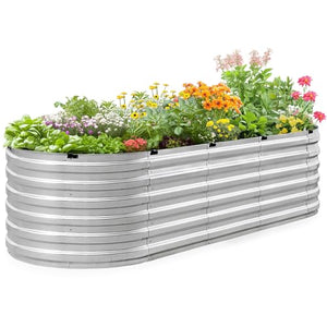 KING BIRD Raised Garden Bed Galvanized Planter Garden Box Outdoor for Gardening, Vegetables, Flowers, 75% Fewer Screws, Faster Assembly, 94x36x23 in, Silver