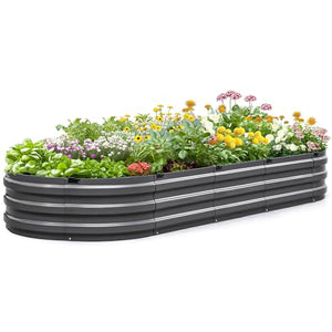 KING BIRD Raised Garden Bed Galvanized Planter Garden Box Outdoor for Gardening, Vegetables, Flowers, 75% Fewer Screws, Faster Assembly, 94x36x12 in, Dark Grey