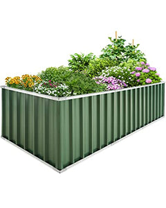 KING BIRD 101" x 36" x 24" Galvanized Raised Garden Bed 2 Installation Methods for DIY Outdoor Heightened Steel Metal Planter Kit Box for Deep-Rooted Vegetables, Flowers, Large Raised Bed Kit(Green)