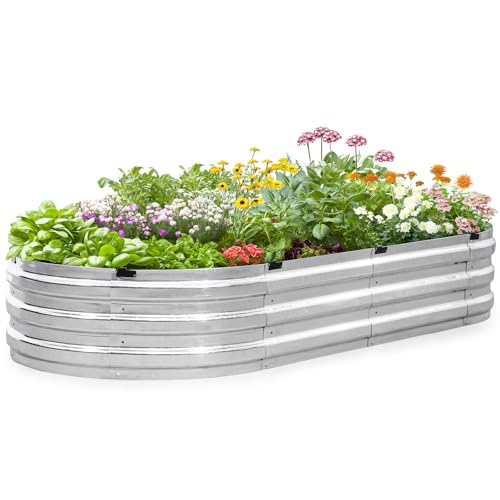 KING BIRD Raised Garden Bed Galvanized Planter Garden Box Outdoor for Gardening, Vegetables, Flowers, 75% Fewer Screws, Faster Assembly, 74x36x12 in, Silver