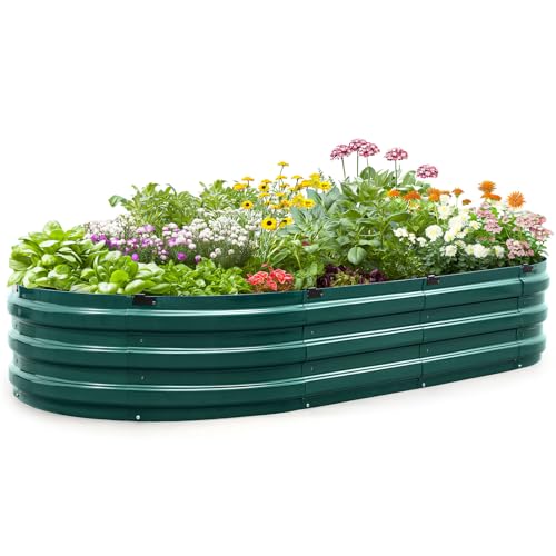 KING BIRD Raised Garden Bed Galvanized Planter Garden Box Outdoor for Gardening, Vegetables, Flowers, 75% Fewer Screws, Faster Assembly, 74x36x12 in, Green