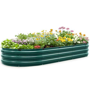 KING BIRD Raised Garden Bed Galvanized Planter Garden Box Outdoor for Gardening, Vegetables, Flowers, 75% Fewer Screws, Faster Assembly, 94x36x12 in, Green