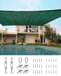 Quictent 185GSM Heavy Duty Square Sun Shade Sail Canopy 98% UV Block Outdoor Sunshades for Patio Garden with Hardware Kit (20 x 20 ft, Square, Green)