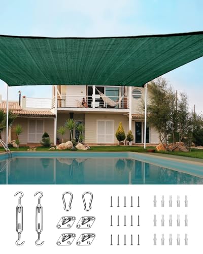 Quictent 185GSM Heavy Duty Square Sun Shade Sail Canopy 98% UV Block Outdoor Sunshades for Patio Garden with Hardware Kit (20 x 20 ft, Square, Green)