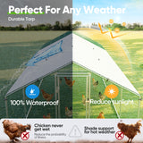 Quictent Advanced Series 24x9x6.6ft Metal Chicken Coop Run with Side Hardware Cloth, Walk-in Outdoor Poultry Cage Heavy Duty Predator Proof Hen Duck Rabbit Farm House, Waterproof Anti-UV Cover