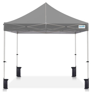 Quictent 10'x10' Portable Pop up Canopy Tent, Easy up Commercial Gazebo Canopies for Sun & Rain Protection, Includes Sand Bags for Outdoor Events, Parties, Markets, Vendors (Grey, No Sidewall)