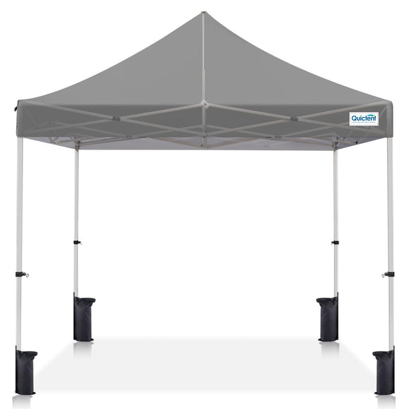 Quictent 10'x10' Portable Pop up Canopy Tent, Easy up Commercial Gazebo Canopies for Sun & Rain Protection, Includes Sand Bags for Outdoor Events, Parties, Markets, Vendors (Grey, No Sidewall)
