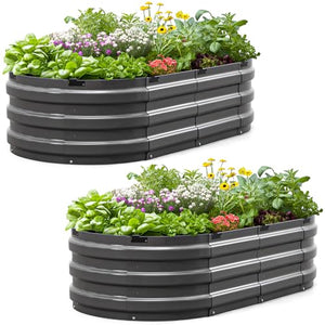 KING BIRD Raised Garden Bed Galvanized Planter Garden Box Outdoor for Gardening, Vegetables, Flowers, 75% Fewer Screws, Faster Assembly, 47x24x12 in, Dark Grey 2PCS