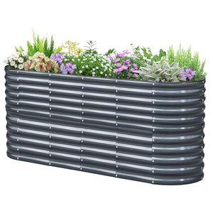 KING BIRD Raised Garden Bed 2.85 ft Tall 9 in 1 Galvanized Planter Garden Box Outdoor for Gardening, Deep Root Vegetables, Flowers 78.7X23.6X34.2 in, Dark Grey