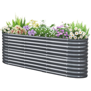 KING BIRD Raised Garden Bed 2.85 ft Tall 9 in 1 Galvanized Planter Garden Box Outdoor for Gardening, Deep Root Vegetables, Flowers 94.5X23.6X34.2 in, Dark Grey