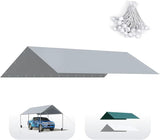 Quictent 10x20 ft Carport Replacement Tarp Canopy Top Cover with Bungee Balls, Gray