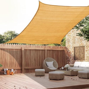Quictent 24x24ft Fire Retardant 185G HDPE Sun Shade Sail with Hardware Kits Canopy 98% UV Block Outdoor Patio Garden (Sand)