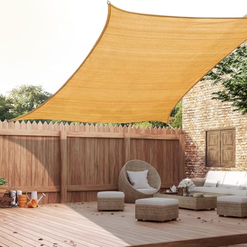 Quictent 24x24ft Fire Retardant 185G HDPE Sun Shade Sail with Hardware Kits Canopy 98% UV Block Outdoor Patio Garden (Sand)