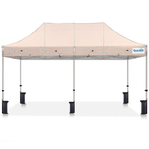 Quictent 10'x20' Portable Pop up Canopy Tent, Easy up Commercial Gazebo Canopies for Sun & Rain Protection, Includes Sand Bags for Outdoor Events, Parties, Markets, Vendors (Beige, No Sidewall)