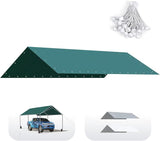 Quictent 10x20 ft Carport Replacement Tarp Canopy Top Cover with Bungee Balls, Green