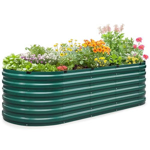 KING BIRD Raised Garden Bed Galvanized Planter Garden Box Outdoor for Gardening, Vegetables, Flowers, 75% Fewer Screws, Faster Assembly, 94x36x23 in, Green