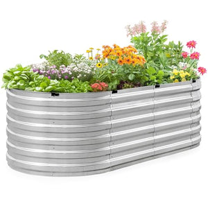 KING BIRD Raised Garden Bed Galvanized Planter Garden Box Outdoor for Gardening, Vegetables, Flowers, 75% Fewer Screws, Faster Assembly, 74x36x23 in, Silver