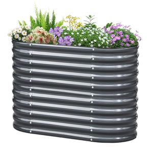 KING BIRD Raised Garden Bed 2.85 ft Tall 6 in 1 Galvanized Planter Garden Box Outdoor for Gardening, Deep Root Vegetables, Flowers Dark Grey 47.2X23.6X34.2 in