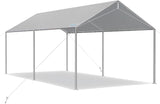 Quictent 10x15 ft Heavy Duty Car Canopy Galvanized Frame Carport Outdoor Shelter, Gray