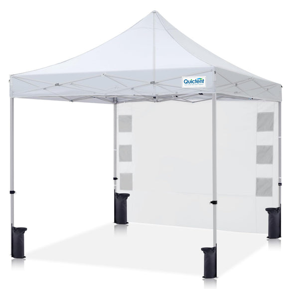 Quictent 10'x10' Portable Pop up Canopy Tent, Easy up Commercial Gazebo Canopies for Sun & Rain Protection, Includes Sand Bags for Outdoor Events, Parties, Markets, Vendors (Blue, 1 Sidewall)