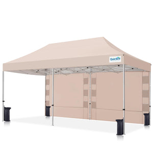 Quictent 10'x20' Portable Pop up Canopy Tent, Easy up Commercial Gazebo Canopies for Sun & Rain Protection, Includes Sand Bags for Outdoor Events, Parties, Markets, Vendors (White, 1 Sidewall)