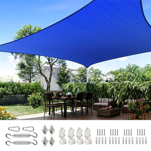 Quictent 24X24FT 185 GSM HDPE Square Sun Shade Sail Canopy 98% Sun Block Outdoor Patio Garden with Hardware Kit